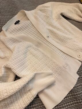 Express White Textured Button Cardigan Sweater